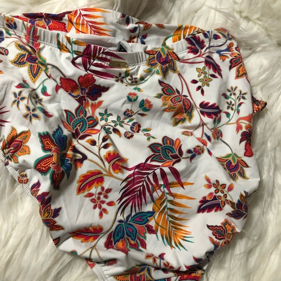 Ralph Lauren WHITE PRINT Plus Size Floral Print High Waist Bikini Bottom. 16 W - Picture 3 of 5
